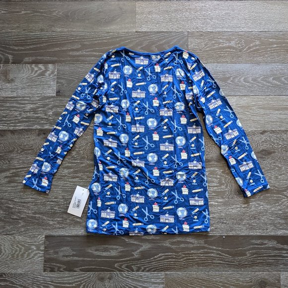 NWT Kickee Pants Print Loosey Goosey Long Sleeve Tee in Navy Education Small - Picture 5 of 6